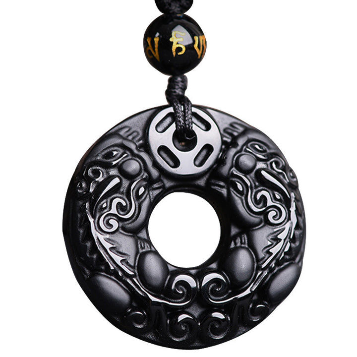 Collana con ciondolo di ricchezza in ossidiana Pixiu Buddha Stones - image 4