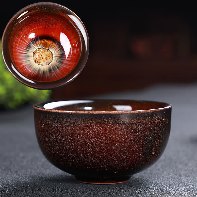 Tazze da tè in ceramica colorata con Buddha Stones, per casa e ufficio - Fiore rosso scuro - image 77