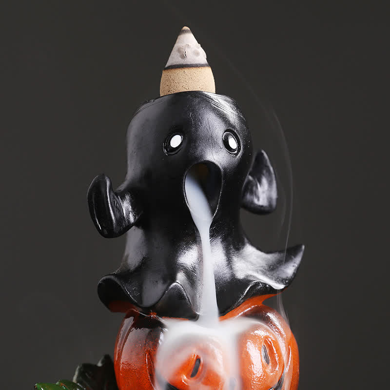 Zucche di Halloween, fantasma, resina, fontana di fumo a riflusso, bruciatore di incenso, decorazione