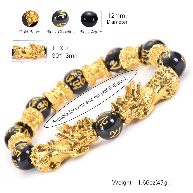 Bracciale Buddha Stones Double Pixiu Obsidian Wealth