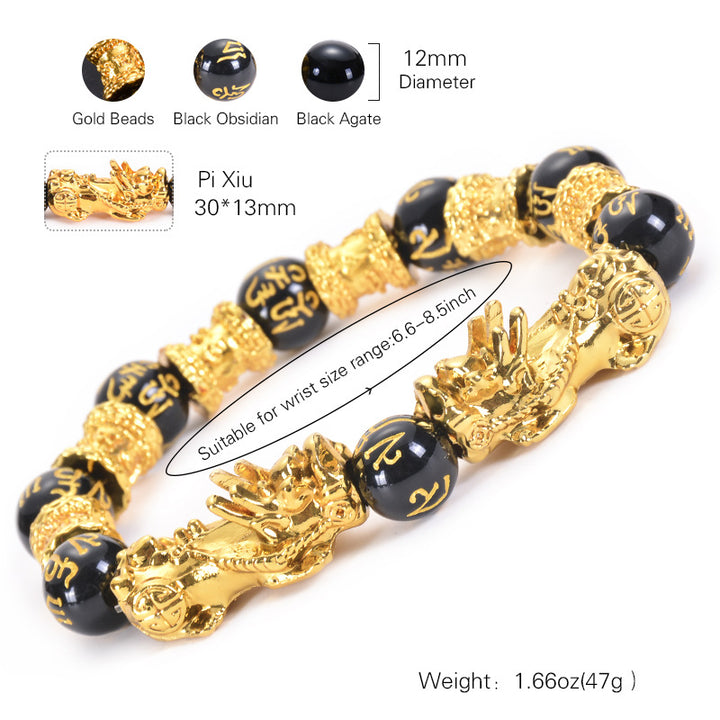 Bracciale Buddha Stones Double Pixiu Obsidian Wealth