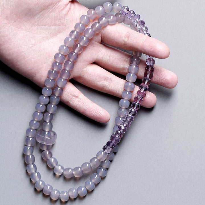Braccialetto di guarigione con cristallo di ametista naturale e meditazione