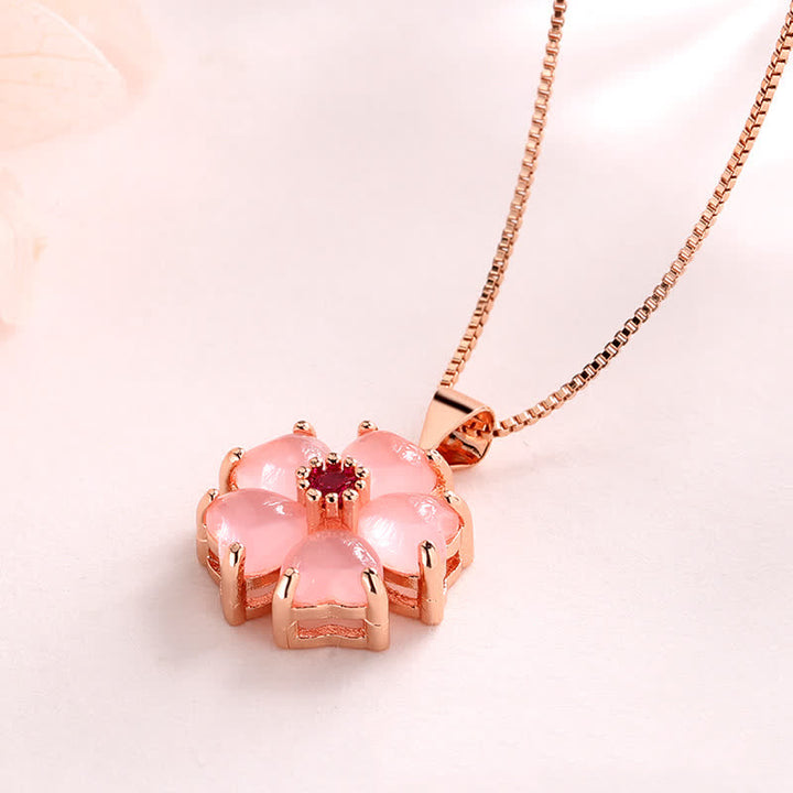 Collana pendente con fiore a forma di cuore in cristallo rosa Buddha Stones lenitivo