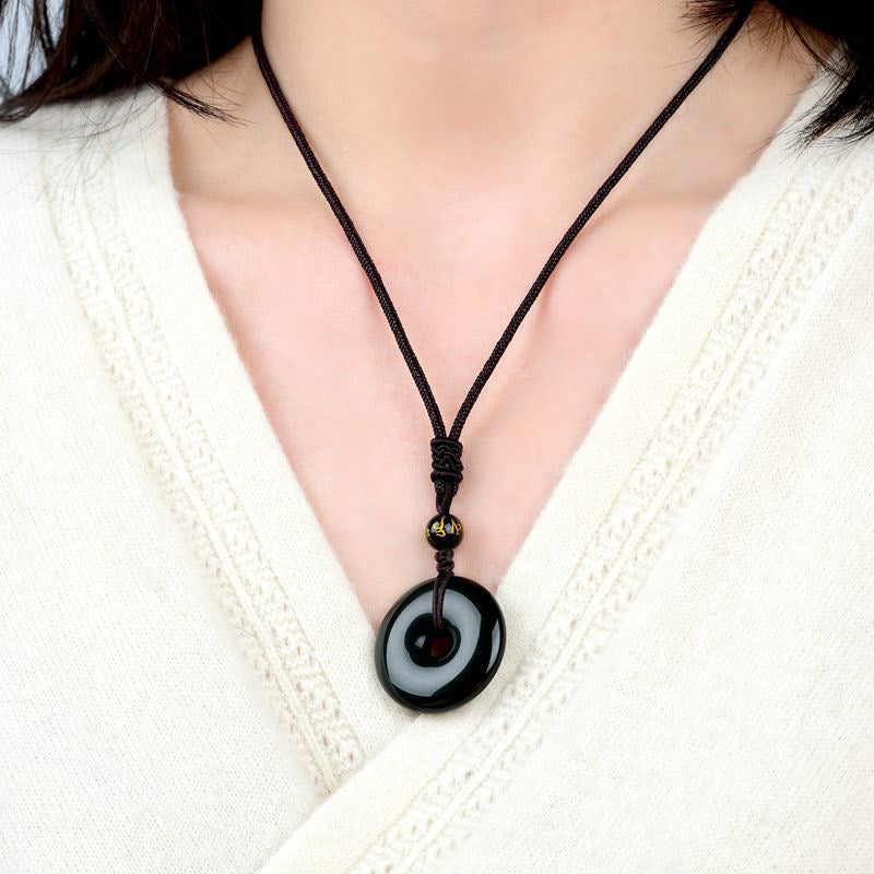 Collana di protezione in ossidiana tibetana Buddha Stones