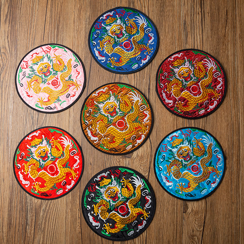 Buddha Stones Dragon Ricamo Sottobicchiere Tazza Sottobicchiere Tazza da Tè Kung Fu Tappetino da Tè