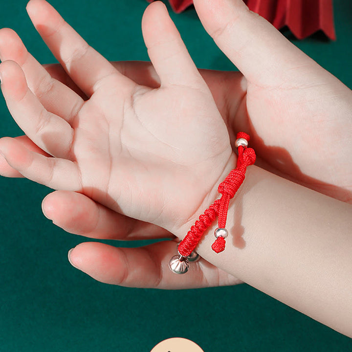 Buddha Stones 925 Sterling Silver Fatto a Mano Fu Carattere Portafortuna Sacchetto di Soldi Cinese Lucchetto Ciondolo Campana Loto Moneta di Rame King Kong Nodo Braccialetto Intrecciato per Bambini