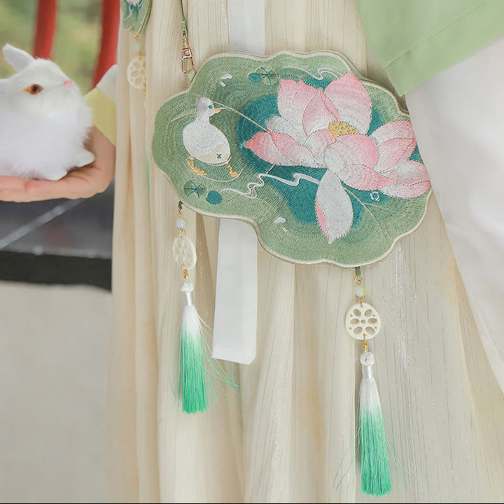 Buddha Stones Fortuna Ricamo Loto Koi Pesce Coniglio Fiore Borsa Hanfu Borsa a Tracolla Borsa a Tracolla