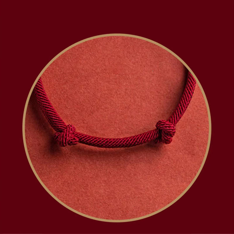 Bracciale intrecciato fatto a mano con carattere Fu in argento sterling 925 Buddha Stones