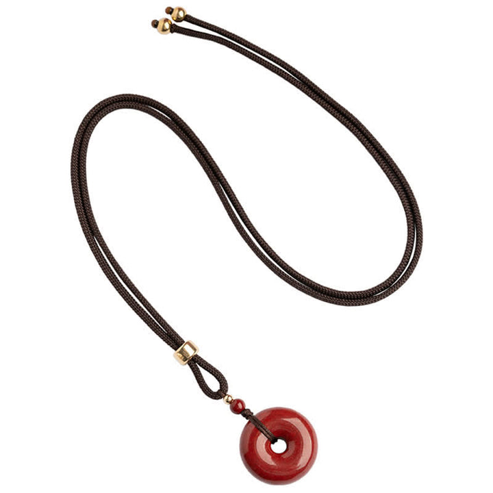 Collana con ciondolo con fibbia della pace , Buddha Stones, cinabro, benedizione e calma
