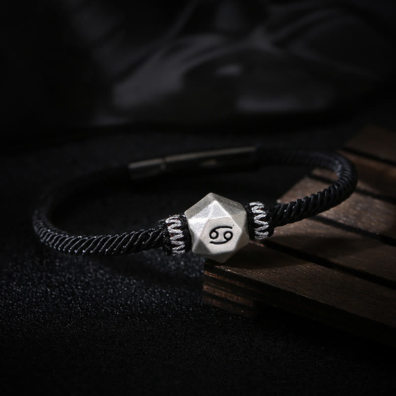 Braccialetto di corda fatto a mano con protezione delle 12 costellazioni dello zodiaco in argento sterling 999 Buddha Stones
