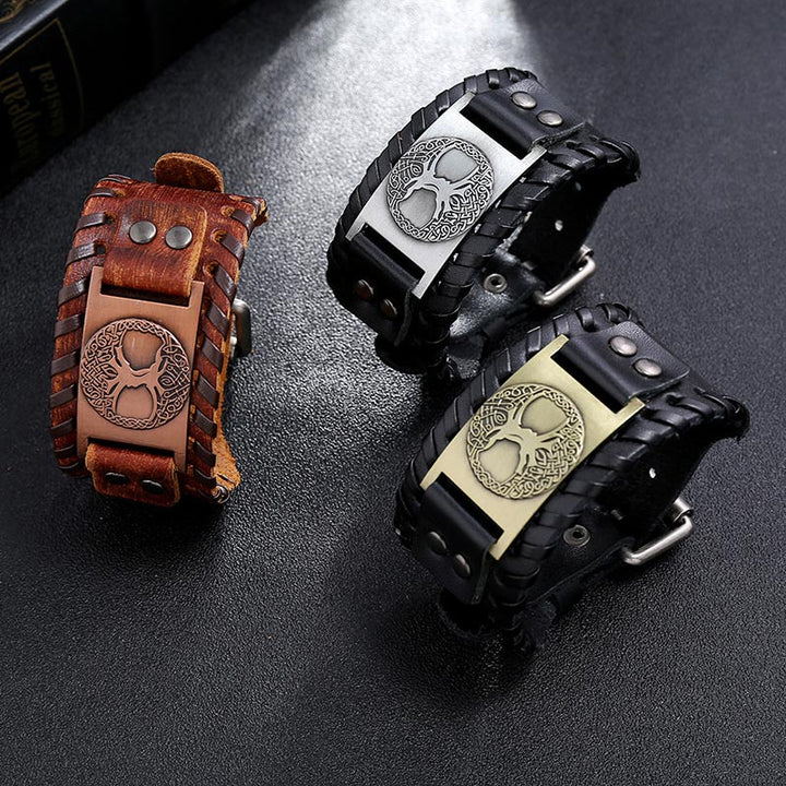 Buddha Stones Bracciale in pelle con albero della vita portafortuna - image 7