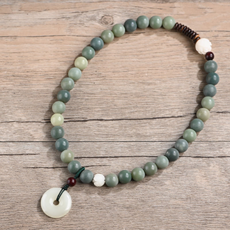 Braccialetto doppio giro Buddha Stones Cyan Bodhi Seed Lotus Jade Peace Buckle Wisdom