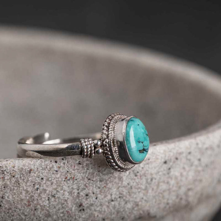 Anello Buddha Stones in argento sterling 925 con turchese e saggezza
