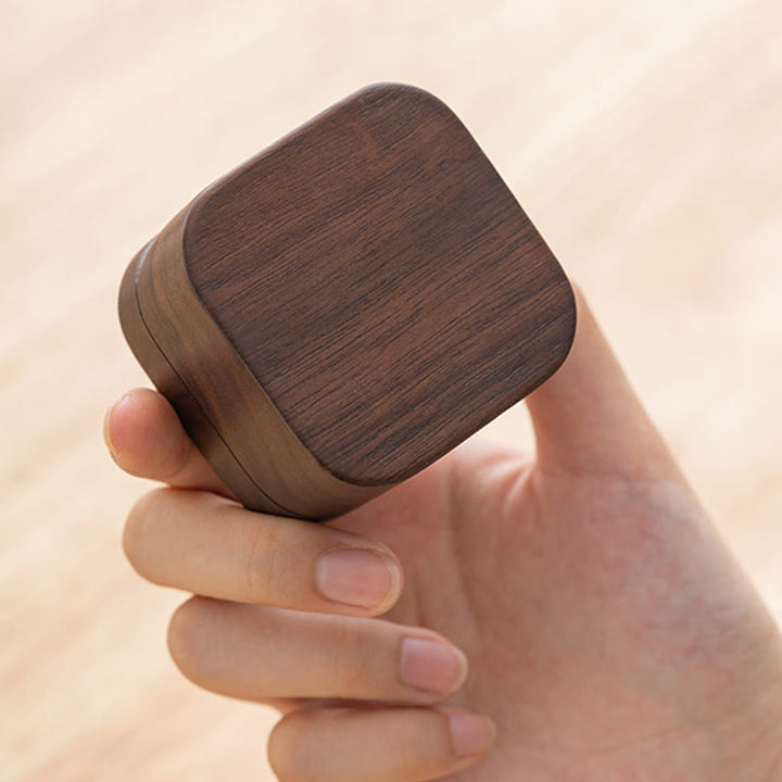 Scatola portaoggetti per gioielli in legno di noce nero fatto a mano retrò, scatola regalo in legno di foglia