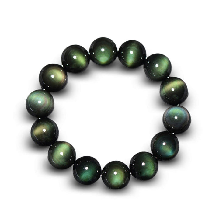 Braccialetto della ricchezza in ossidiana verde naturale Buddha Stones - 20 mm (circonferenza del polso 14-17 cm) - image 0