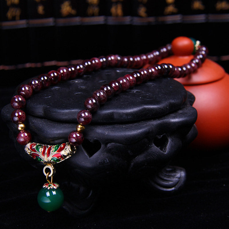 Braccialetto di benedizione in granato naturale Buddha Stones