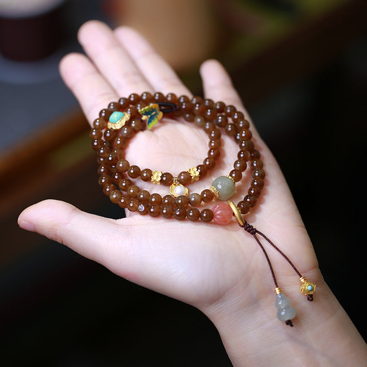 Collana con braccialetto di giada a forma di farfalla e zucca, portafortuna e prosperità