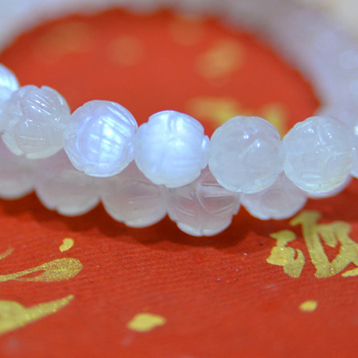 Bracciale Buddha Stones Natural Moonstone Lotus Love