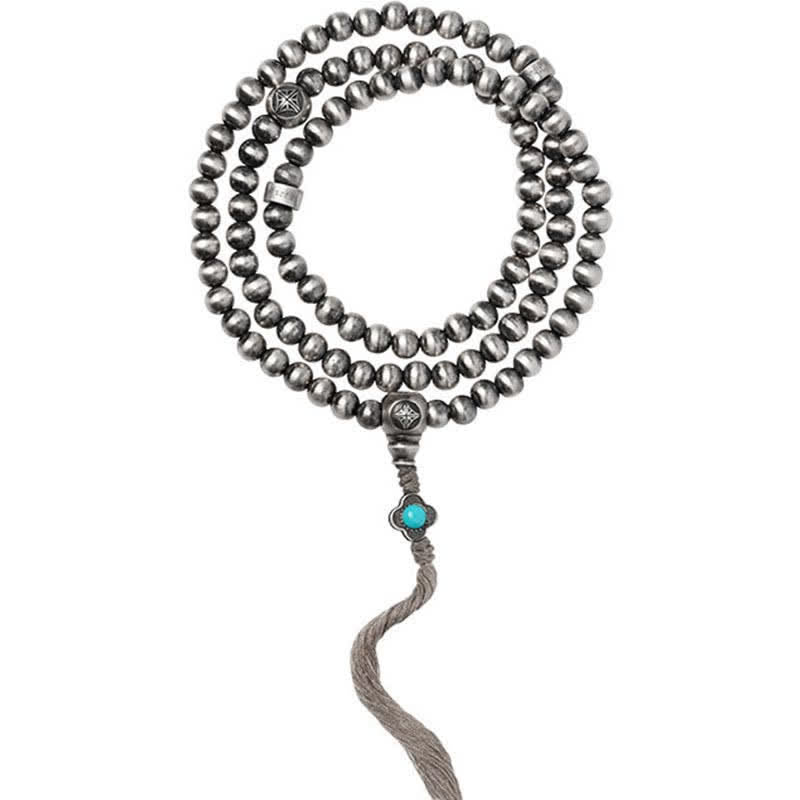 Buddha Stones 108 Mala Beads 925 Sterling Silver Agata Rossa Turchese Braccialetto con Ciondolo di Fiducia