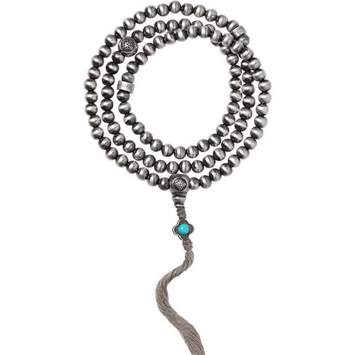 Buddha Stones 108 Mala Beads 925 Sterling Silver Agata Rossa Turchese Braccialetto con Ciondolo di Fiducia