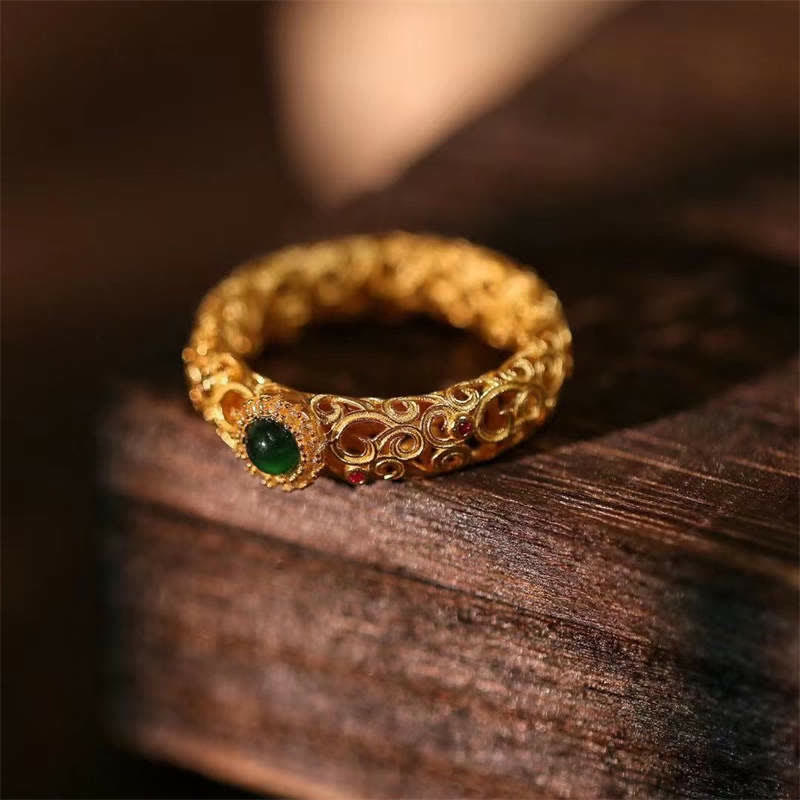 Anello Buddha Stones 925 Sterling Silver Ciano Giada Successo Fortuna - image 2