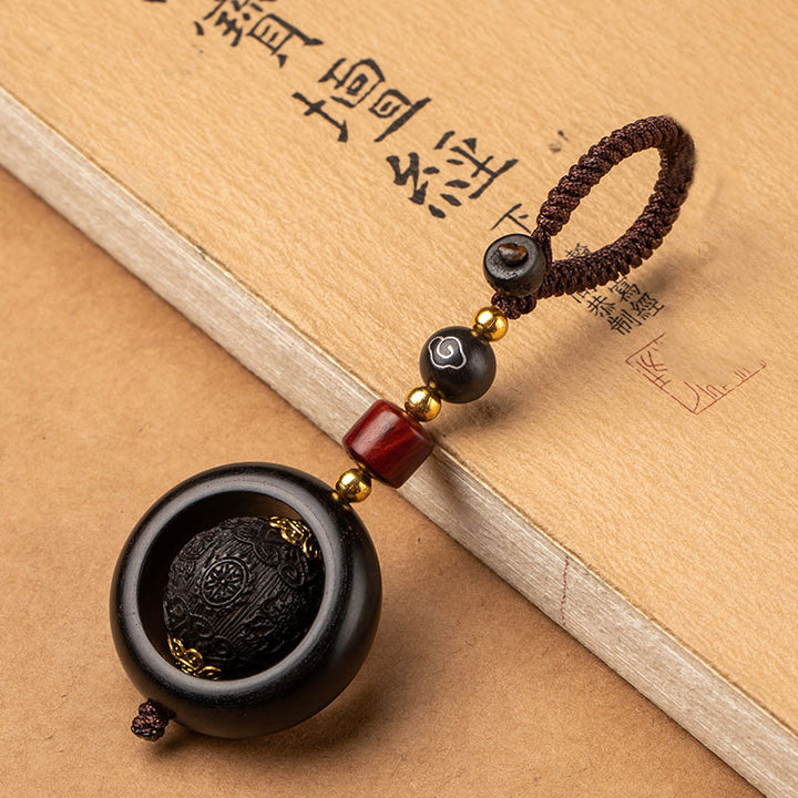 Buddha Stones Tibetano Piccola Foglia Sandalo Rosso Ebano Fortuna Protezione Rotazione Decorazione