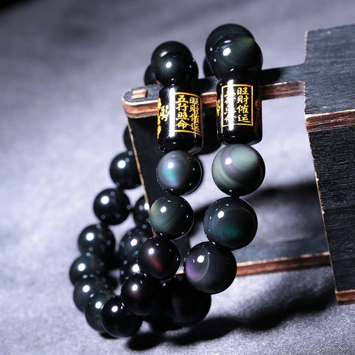 Bracciale Buddha Stones Natural Rainbow Obsidian Positive Transformation