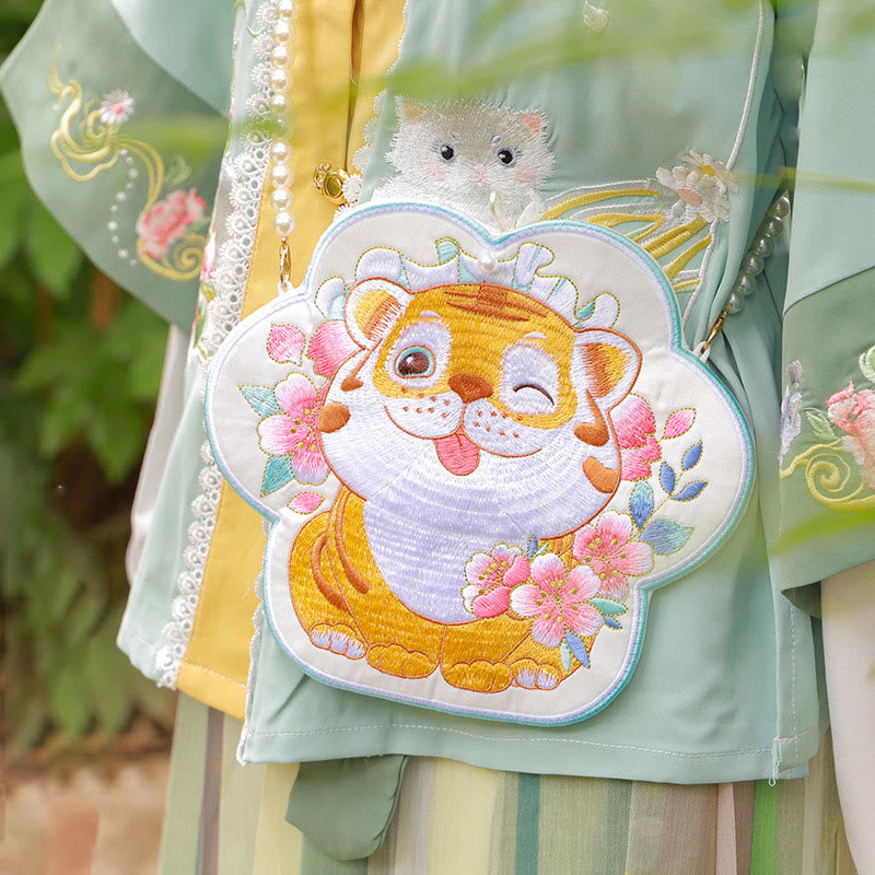 Buddha Stones Fortuna Ricamo Loto Koi Pesce Coniglio Fiore Borsa Hanfu Borsa a Tracolla Borsa a Tracolla