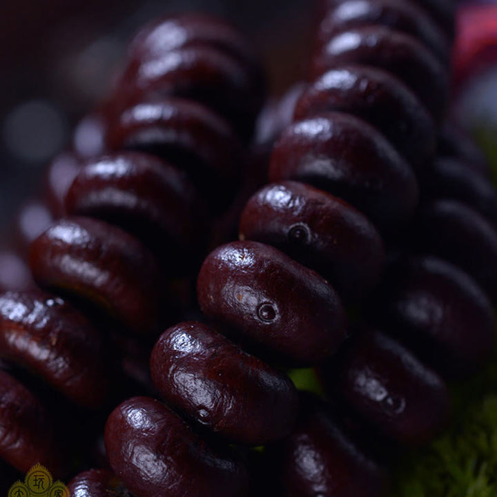 Buddha Stones Tibet naturale 108 Mala Beads Purple Bodhi Seed Bracciale della ricchezza