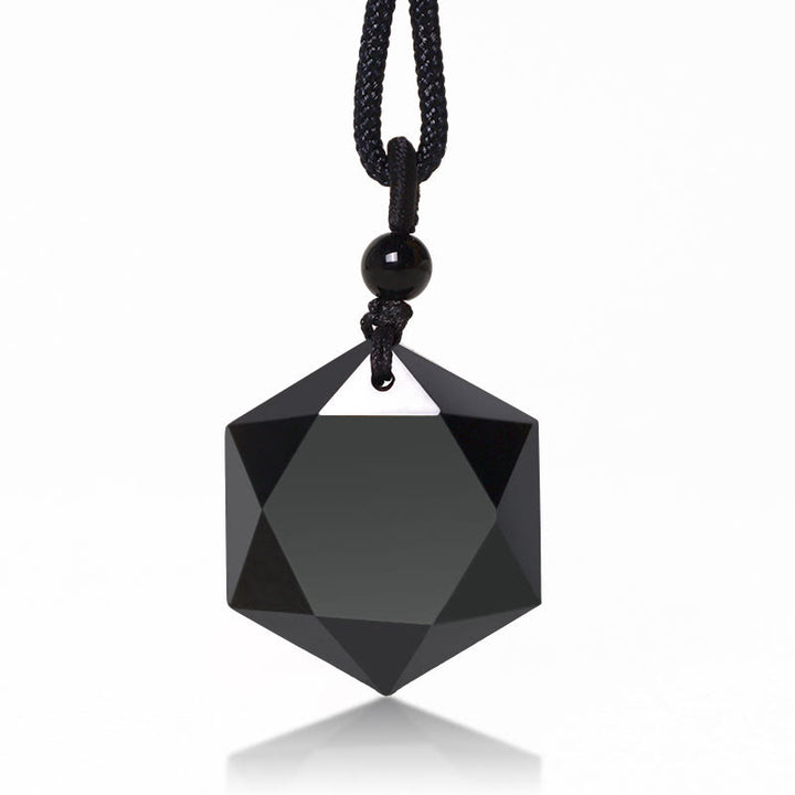 Collana con ciondolo purificatore con talismano in ossidiana nera