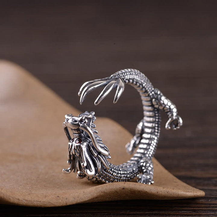 Anello di protezione della fortuna del drago in argento sterling 925 Buddha Stones - image 6