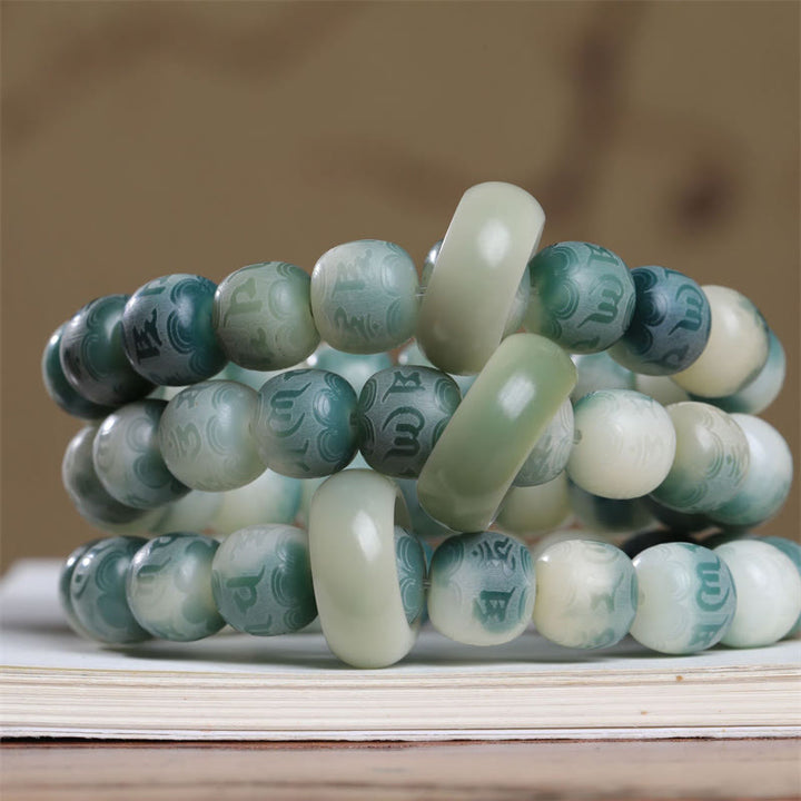 Braccialetto Buddha Stones Bodhi Seed Om Mani Padme Hum inciso per tenere lontani gli spiriti maligni