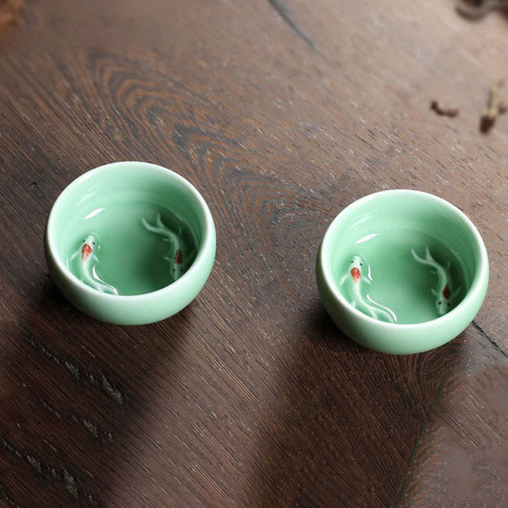 Buddha Stones Koi Fish colorato Tazza da tè in ceramica Kung Fu Tazza da tè Ciotola