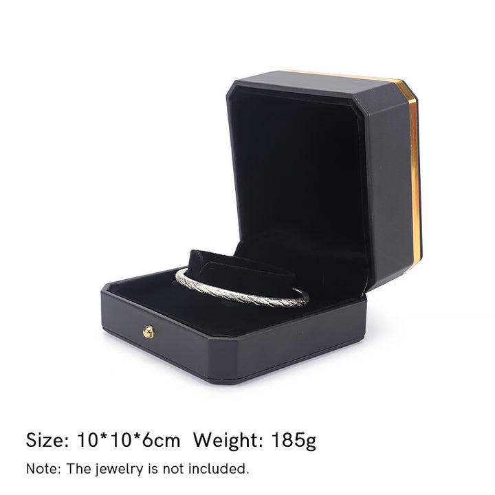 Scatola portaoggetti per gioielli in pelle PU, scatola regalo - Nero - Scatola per braccialetti (10*10*6cm) - image 16