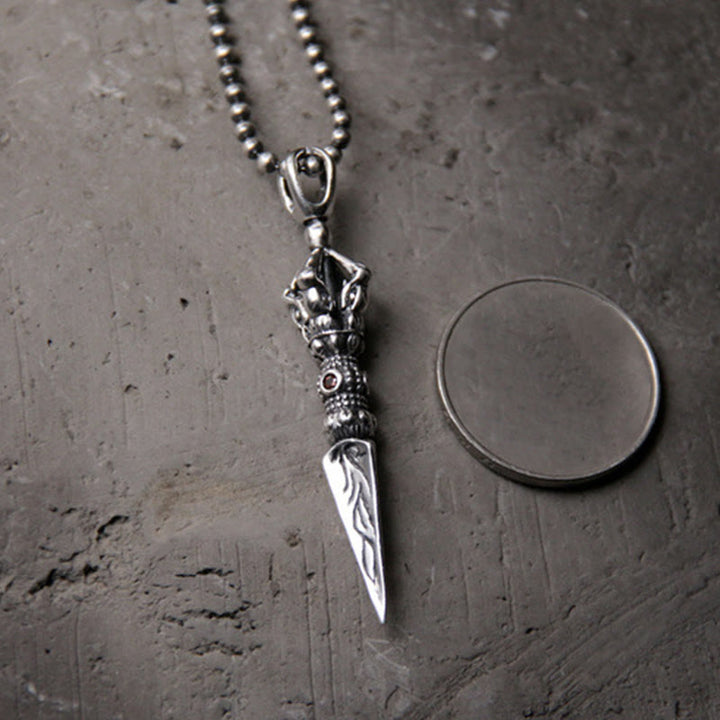Buddha Stones 925 Sterling Silver Dorje Vajra Collana con ciondolo a catena per l'illuminazione