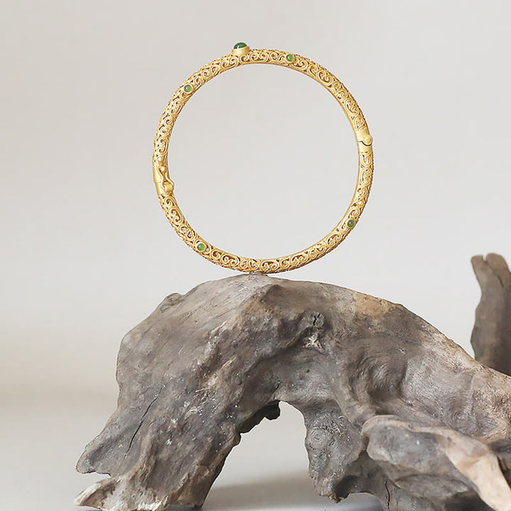 Buddha Stones Braccialetto di Giada Ciano Rame Nuvole di Buon Auspicio Calma Guarigione