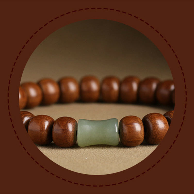 Bracciale Buddha Stones Natural Abelia Biflora Wood Hetian Jade Bamboo Bead che allontana gli spiriti maligni