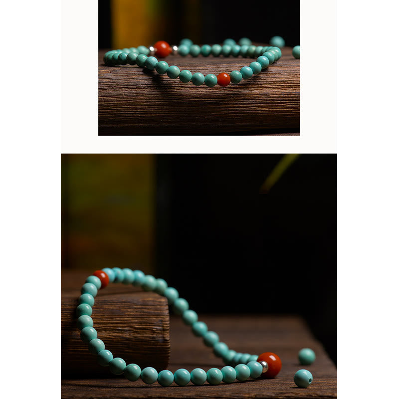 Braccialetto di protezione con perline di agata rossa e turchese Buddha Stones - image 9
