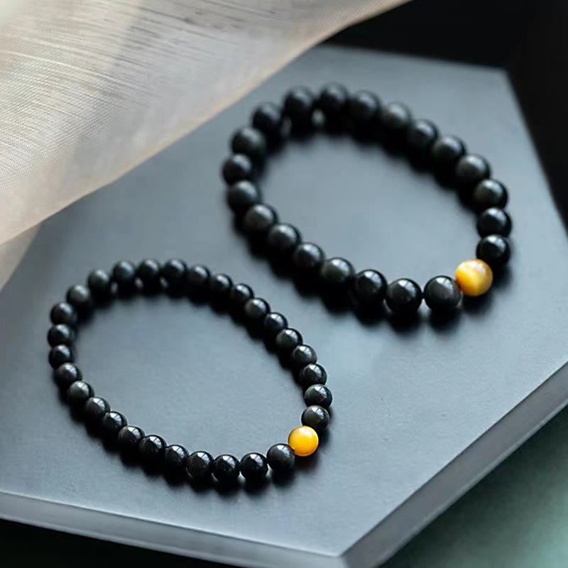 Braccialetto Buddha Stones Natural Rainbow Obsidian Tiger Eye Positive Love