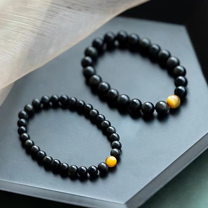 Braccialetto Buddha Stones Natural Rainbow Obsidian Tiger Eye Positive Love