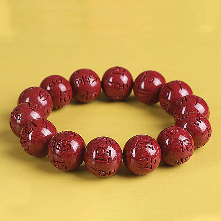 Braccialetto di perline Buddha Stones Natural Double PiXiu Cinnabar Om Mani Padme Hum Wealth Luck