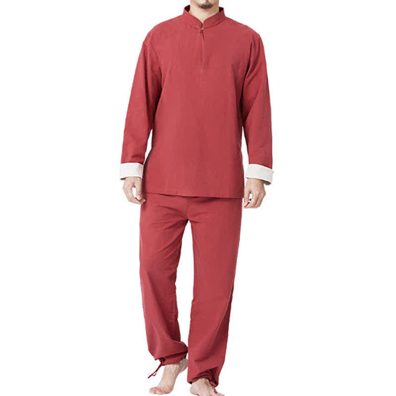 Buddha Stones Spirituale Zen Meditazione Yoga Preghiera Pratica Cotone Lino Abbigliamento Uomo Set