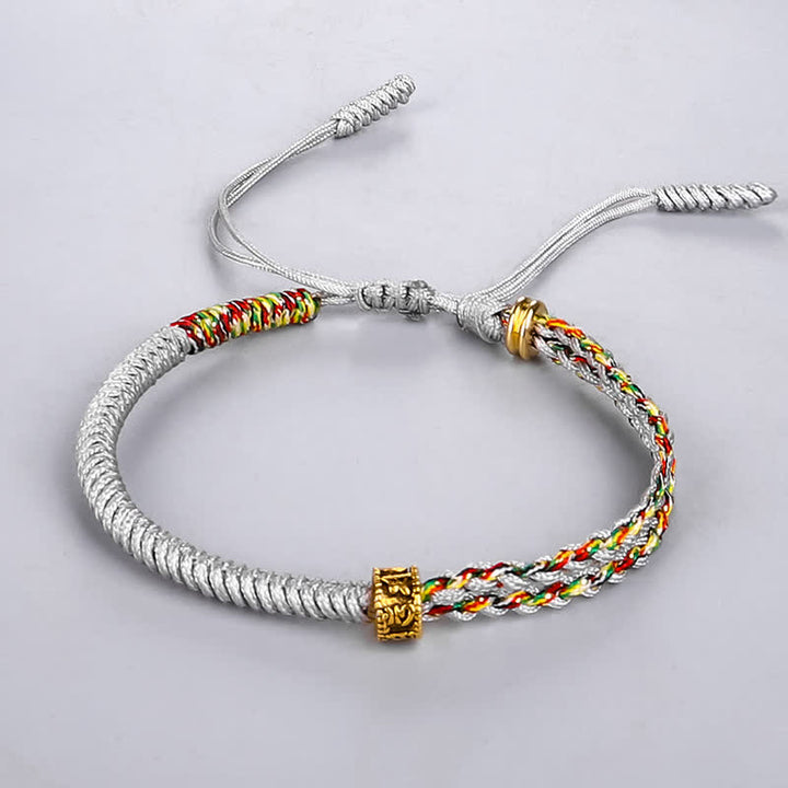 Braccialetto di corda di protezione e fortuna Buddha Stones Om Mani Padme Hum