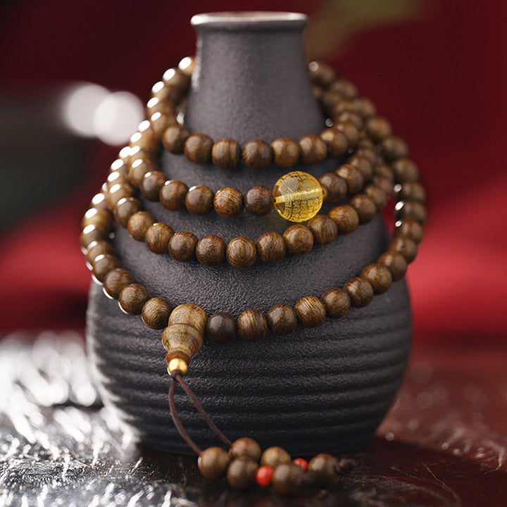 Buddha Stones 108 Mala Beads 999 Oro Brunei Agarwood Cuore Sutra Ambra Agata Rossa Forza Bracciale Meditazione