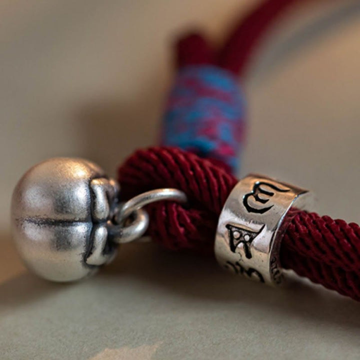 Bracciale intrecciato con Buddha Stones, fatto a mano in argento sterling 925, tibetano, Om Mani Padme Hum, protezione dalla fortuna