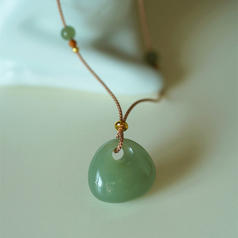 Collana con ciondolo portafortuna e prosperità in giada naturale Buddha Stones. - image 8