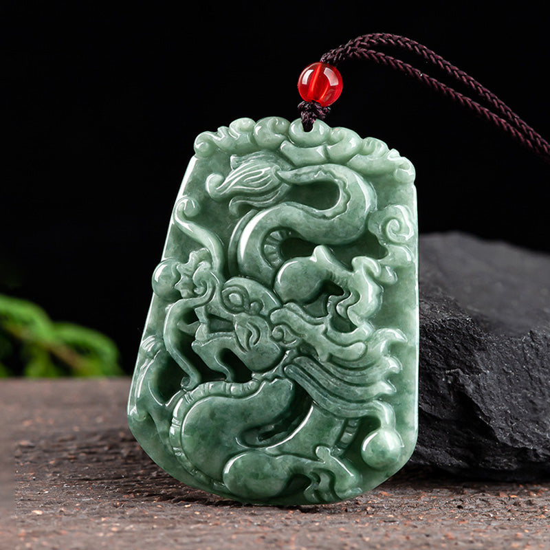 Collana con ciondolo a corda con forza di Buddha Stones Zodiaco cinese Drago Giada - image 2
