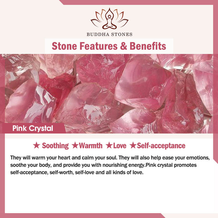 Braccialetto con nappa di cristallo rosa e 108 perle di Mala Buddha Stones
