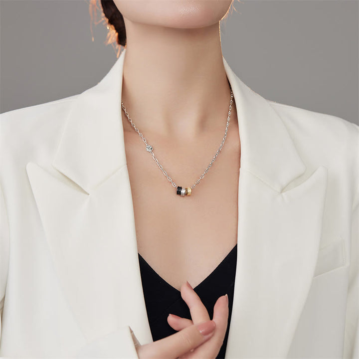 Collana con ciondolo a forma di catena energetica con design floreale della dinastia Tang in argento sterling 925 Buddha Stones