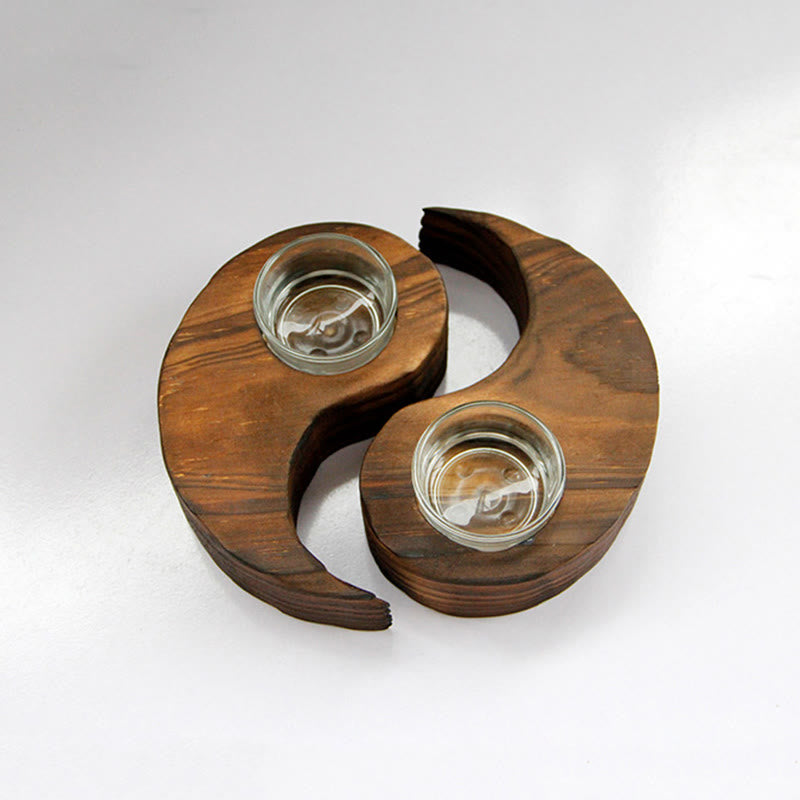 Buddha Stones Yin Yang Portacandele in legno Meditazione Rituali Usa oggetti